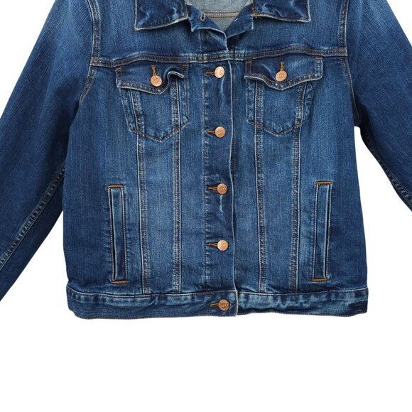 LOFT Denim Western Jacket Womens L Button Front Cropped Long Sleeve Pockets - Picture 9 of 16